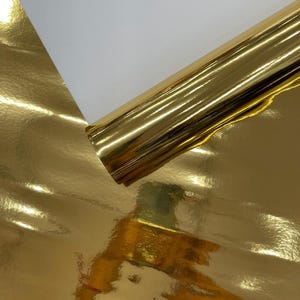 Gold Mirror Vinyl Fabric, 54" Wide Reflective Upholstery Material