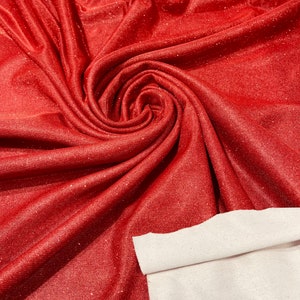 Red Stretch glitter shimmer 58” wide-Glimmer-Sparkling Fabric-Prom-Nightgown-Sold by the yard.