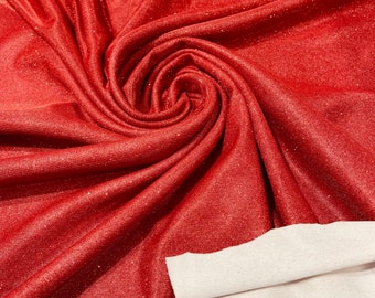 Red Stretch glitter shimmer 58” wide-Glimmer-Sparkling Fabric-Prom-Nightgown-Sold by the yard.