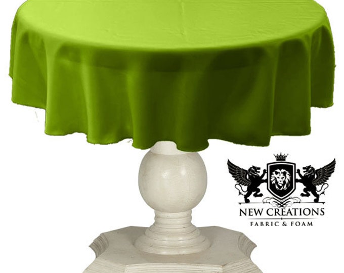 Lime Green Tablecloth Solid Dull Bridal Satin Overlay for Small Coffee Table Seamless.