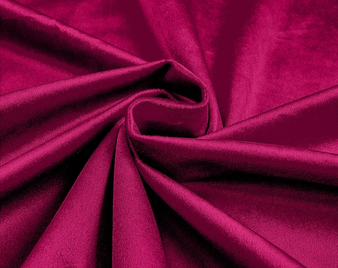 Fuchsia 58"/60Inches Wide Royal Velvet Upholstery Fabric. Sold By The Yard.