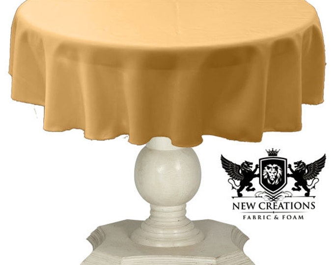 Neutral Gold Tablecloth Solid Dull Bridal Satin Overlay for Small Coffee Table Seamless.