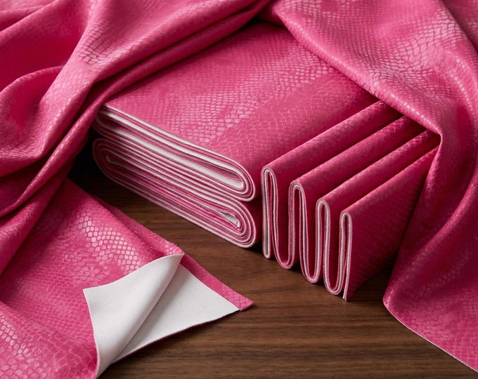 Fuchsia Snake Skin Stretch Spandex Fabric by the Yard, Reflective Scale Fabric for Dresses, Leggings & Costumes