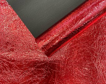 Mirror Vinyl Fabric, Crushed Chrome Red 54" Wide for Upholstery and Crafting