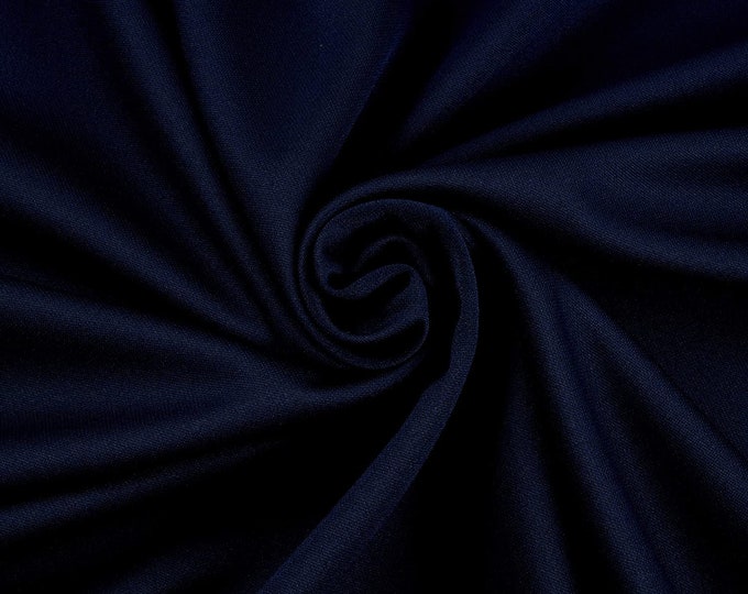 Navy Blue 59/60" Wide 100% Polyester Wrinkle Free Stretch Double Knit Scuba Fabric Sold By The Yard.