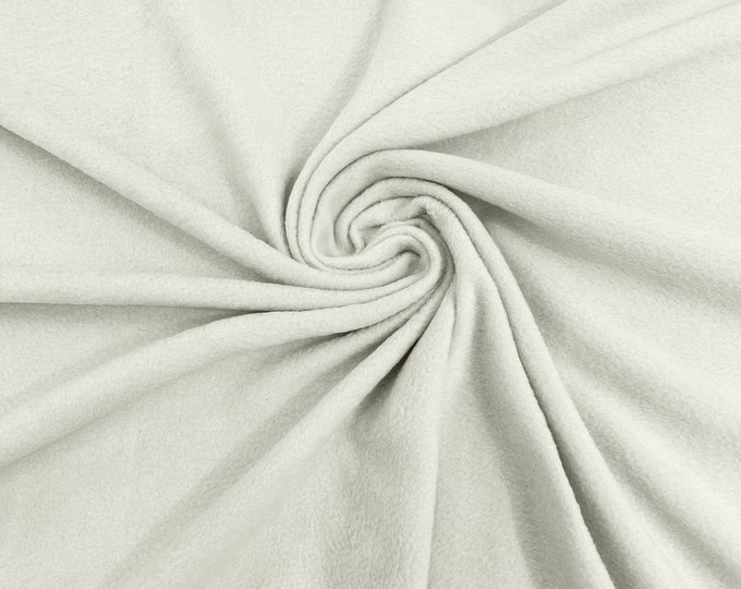 Ivory Solid Polar Fleece Fabric Anti-Pill 58" Wide Sold by The Yard.