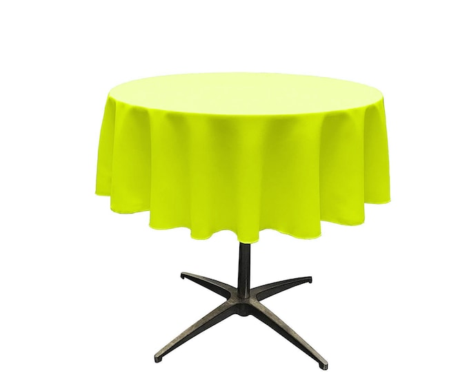 Neon Yellow - Solid Round Polyester Poplin Tablecloth Seamless.