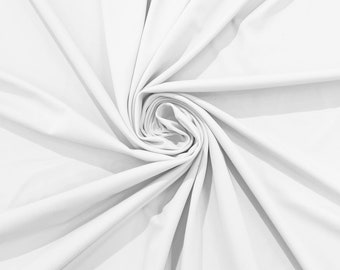 White Milliskin Nylon Spandex Stretch Dull Tricot Medium Weight Fabric for Apparel/4 Way Fabric/Swimwear/Activewear/Sportswear/Costume