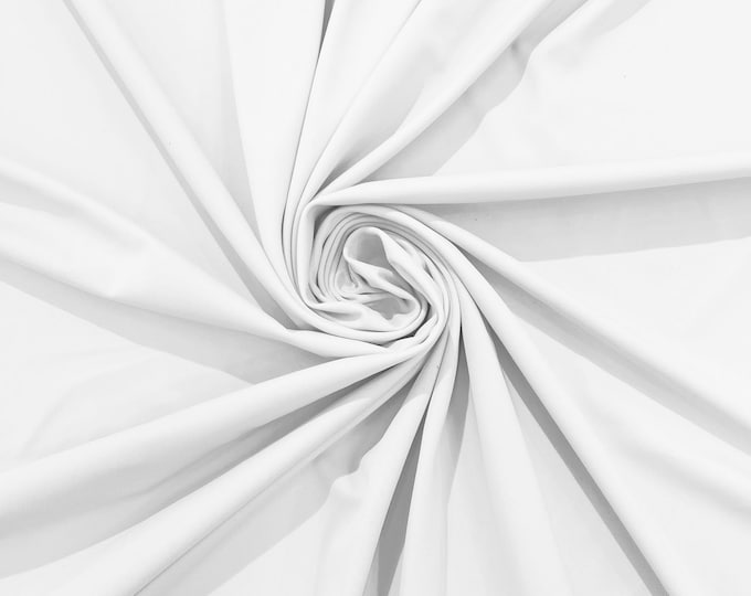 White Milliskin Nylon Spandex Stretch Dull Tricot Medium Weight Fabric for Apparel/4 Way Fabric/Swimwear/Activewear/Sportswear/Costume
