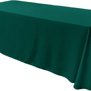 Teal Green - Rectangular Polyester Poplin Tablecloth Floor Length / Party supply