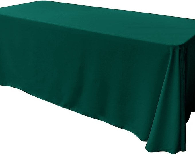 Teal Green - Rectangular Polyester Poplin Tablecloth Floor Length / Party supply