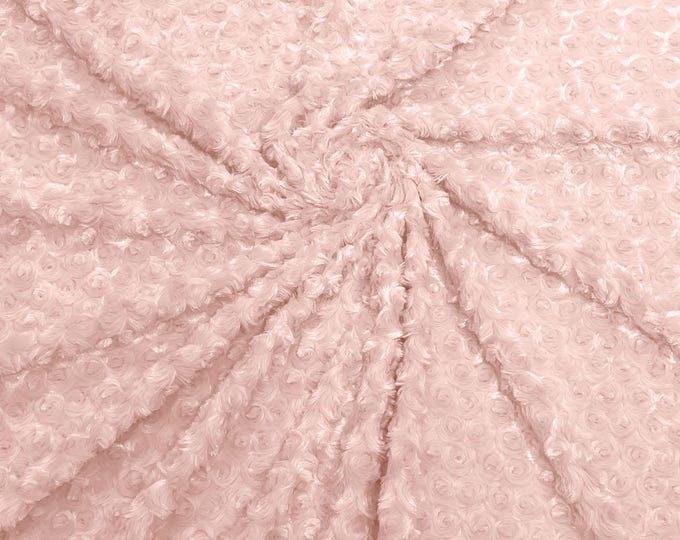 Peach Minky Swirl Rosebud Plush Fur Fabric| 58" Wide | Apparel.