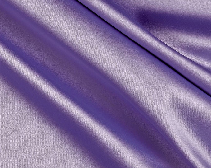 Barney Purple 95 Percent  Polyester 5% Spandex, 58 Inches Wide Stretch L'Amour Satin Fabric, Sold By The Yard.