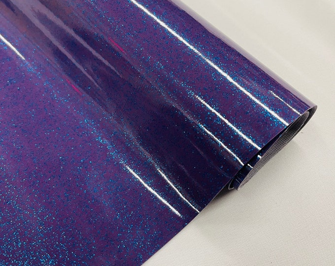 Purple 53/54" Wide Shiny Sparkle Glitter Vinyl, Faux Leather PVC-Upholstery Craft Fabric Sold by The Yard.