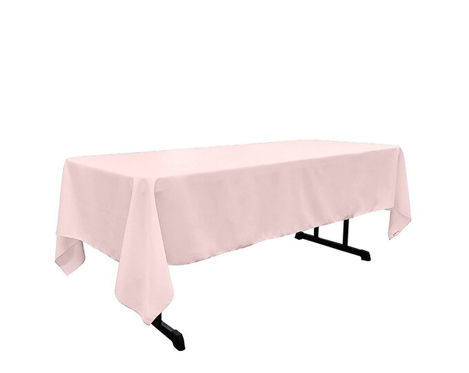 Feather Pink - Rectangular Polyester Poplin Tablecloth / Party supply.