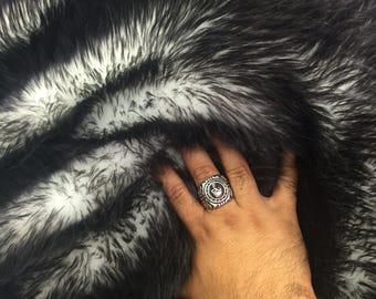 Faux Fur Costumes, Black And Off-White Long Pile Fabric