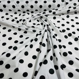 Black dot On White 58&quot; Wide Premium 1 inch Polka Dot Poly Cotton Fabric Sold By The Yard.