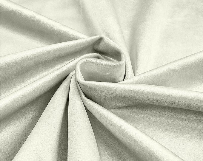 Ivory 58"/60Inches Wide Royal Velvet Upholstery Fabric. Sold By The Yard.