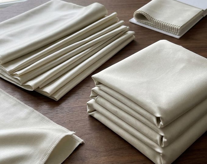 Ivory Heavy Shiny Satin Stretch Spandex Fabric 58" Wide, Ivory Satin Fabric By The Yard, Stretch Dress Fabric, Bridal Satin Fabric