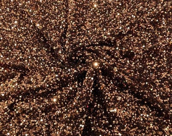 Brown All-Over 5mm Shiny Sequins Stretch Velvet 54" Wide.