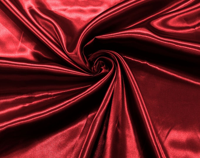 Dark Red Shiny Charmeuse Satin Fabric for Wedding Dress/Crafts Costumes/58” Wide /Silky Satin