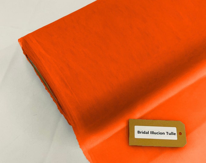 Dark Orange - Bridal Illusion Tulle 108"Wide X 50 Yards Polyester Premium Tulle Fabric Bolt, By The Roll.