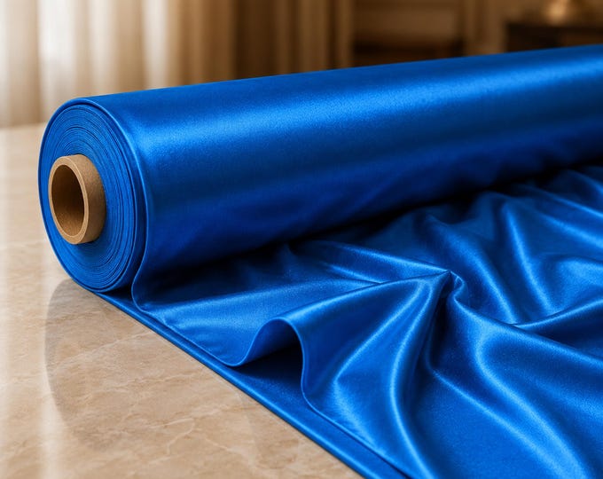 Dark Turquoise Heavy Shiny Satin Stretch Spandex Fabric 58" Wide, Turquoise Satin Fabric By The Yard, Prom Dress & Gown Fabric