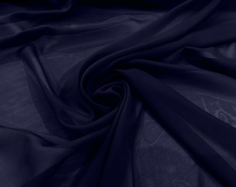 Navy Blue  Chiffon Fabric, 60" Wide, 5 Yards - Wedding & Party Decor