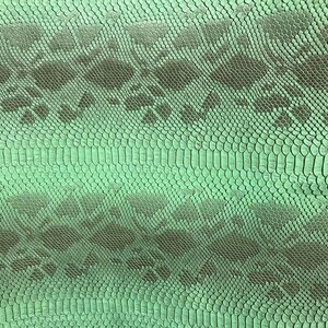 Snake Skin Fabric, Green-Brown Faux Leather with 3D Viper Texture by The Yard