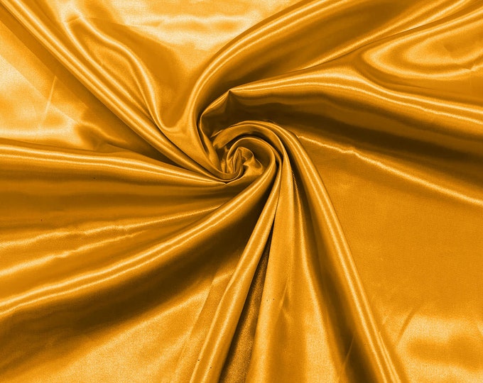 Mango Yellow Shiny Charmeuse Satin Fabric for Wedding Dress/Crafts Costumes/58” Wide /Silky Satin