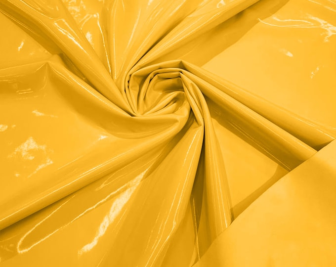 Spandex Shiny Vinyl Fabric (Latex Stretch) - Sold By The Yard - Yellow
