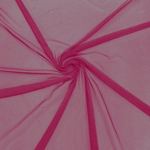 Fuchsia 58/60&quot; Wide Solid Stretch Power Mesh Fabric Spandex/ Sheer See-Though/Sold By The Yard. New Colors