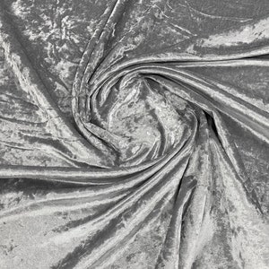 Silber 60 &quot;breiter 90% Polyester 10 Prozent Spandex Stretch Crushed Samt-Stoff für Nähen Bekleidung Kostüme Handwerk, verkauft lose Lagerware.