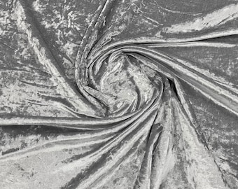 Silver 60" Wide 90% Polyester 10 Percent Spandex Stretch Crushed Velvet Fabric for Sewing Apparel Costumes Craft, Sold By The Yard.