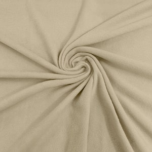 Beige Solid Polar Fleece Fabric Anti-Pill 58&quot; Wide Sold by The Yard.