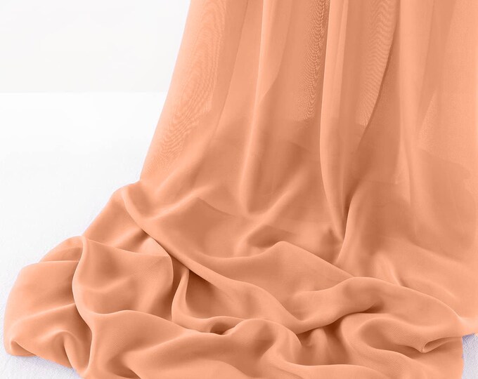 Peach Chelsea Wool Dobby Chiffon Fabric/58" Wide Sheer Fabric/Solid Color Draping Fabric for Wedding Party Easter Backdrop.