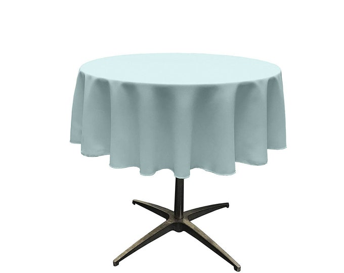 Baby Blue - Solid Round Polyester Poplin Tablecloth Seamless.