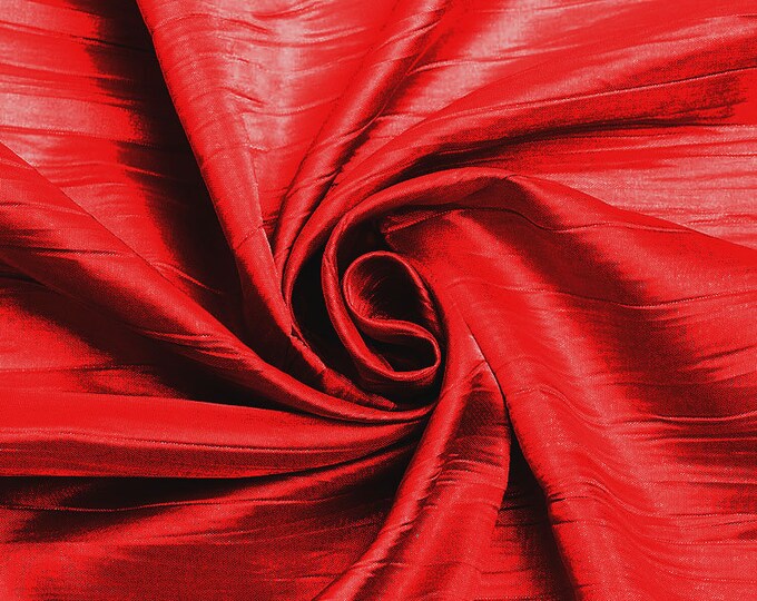 Red - Crushed Taffeta Fabric - 54" Width - Creased Clothing Decorations Crafts - Sold By The Yard