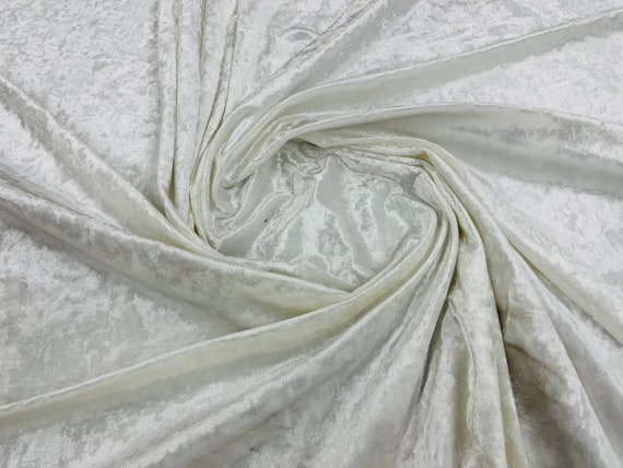White - Polyester Crushed Velvet Fabric