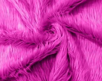 Fuchsia Long Pile Soft Faux Fur Fabric for Fur suit, Cosplay Costume, Photo Prop, Trim, Throw Pillow, Crafts.