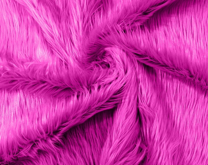 Fuchsia Long Pile Soft Faux Fur Fabric for Fur suit, Cosplay Costume, Photo Prop, Trim, Throw Pillow, Crafts.