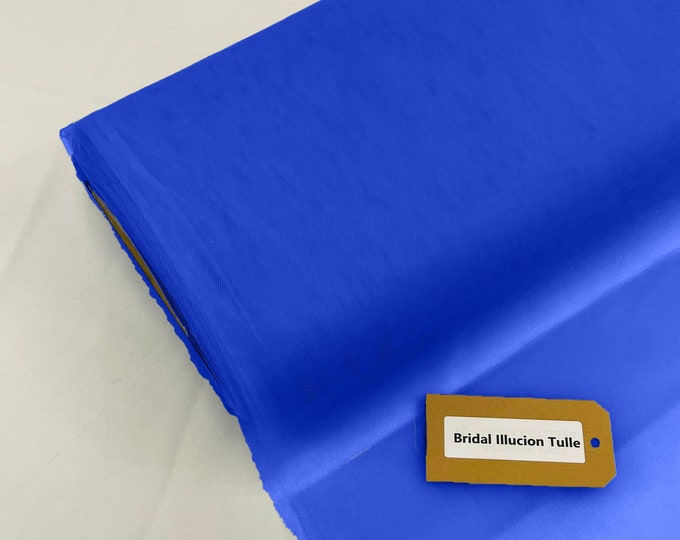 Royal Blue - Bridal Illusion Tulle 108"Wide Polyester Premium Tulle Fabric Bolt.