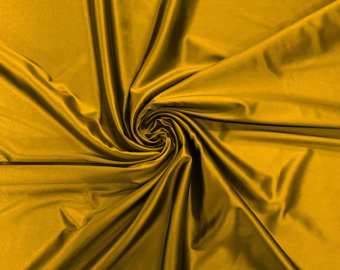 Mustad Yellow Heavy Shiny Satin Stretch Spandex Fabric/58 Inches Wide/Prom/Wedding/Cosplays.