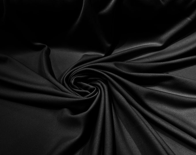 Black 59/60" Wide 100% Polyester Wrinkle Free Stretch Double Knit Scuba Fabric/cosplay/costumes.