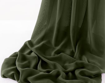 Dark Olive Green - Wool Dobby Chiffon Sheer Table Runner for Wedding, Decorations for Birthday Parties, Banquets, Engagements.