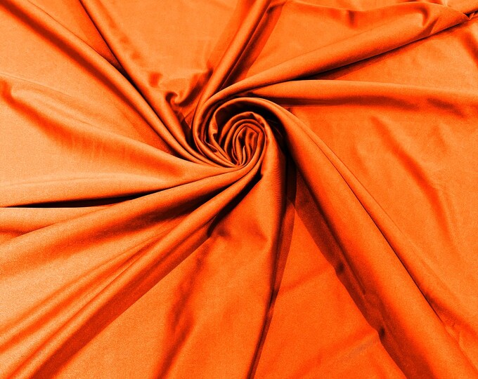 Neon Orange Shiny Spandex Fabric 58" Wide| 4-Way Stretch Nylon, Swim & Costume.