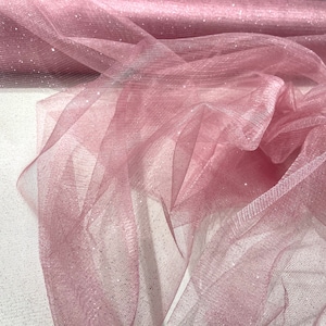 Dusty Rose sparkle tulle glitter fabric shimmer/ tulle glitter for dresses/ mesh glitter fabric/ costume fabric/ wholesale