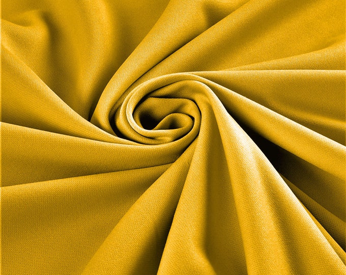 Dark Yellow Stretch Crepe Scuba Techno Knit Polyester Spandex Fabric for Bows, Top Knots, Head Wraps, Clothes, Costumes, Crafts