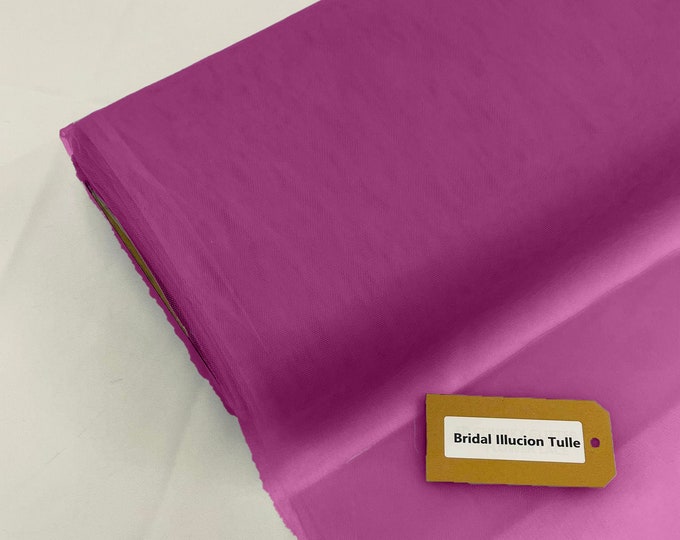 Light Magenta - Bridal Illusion Tulle 108"Wide Polyester Premium Tulle Fabric Bolt.