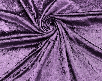 Purple 59" Wide Crushed Stretch Panne Velvet Velour Fabric Sold By The Yard.